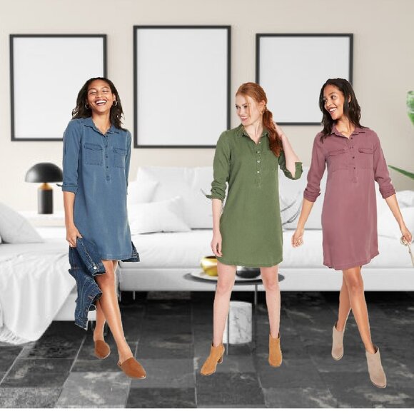 Old Navy Dresses & Skirts - Faded Twill Military Utility Shirt Dress compared to Madewell
